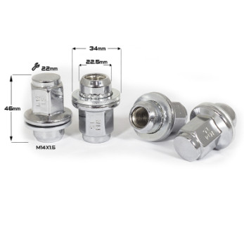 Гайка Toyota/Lexus 14х1,5 L46 с плоской шайбой, ключ 22 Гайка Toyota/Lexus 14х1,5 L46 с плоской шайбой, ключ 22