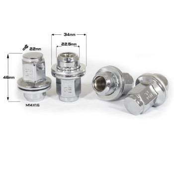 Гайка Toyota/Lexus 14х1,5 L46 с плоской шайбой, ключ 22