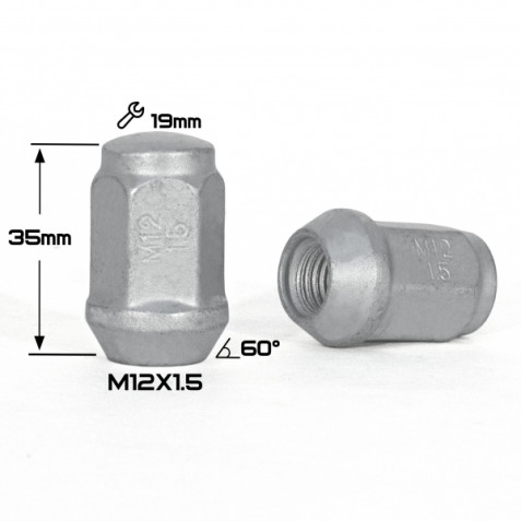 Гайка закрита цинк 12х1,5 L35 конус, ключ 19