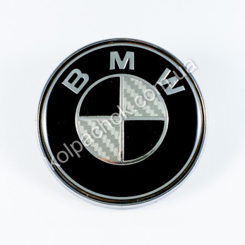 Эмблема BMW черно-белый карбон 73мм.
