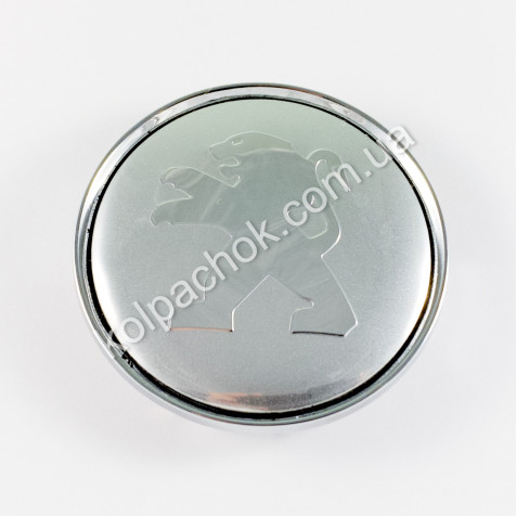 Колпачок на диски Peugeot серебро/хром лого (63мм)