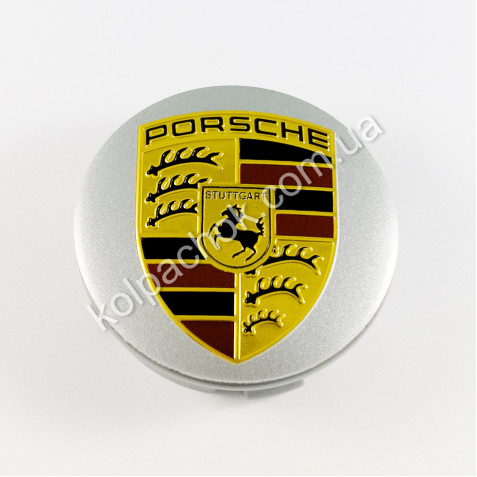 Ковпачок на диски Porsche срібло/кольоровий лого (56мм)