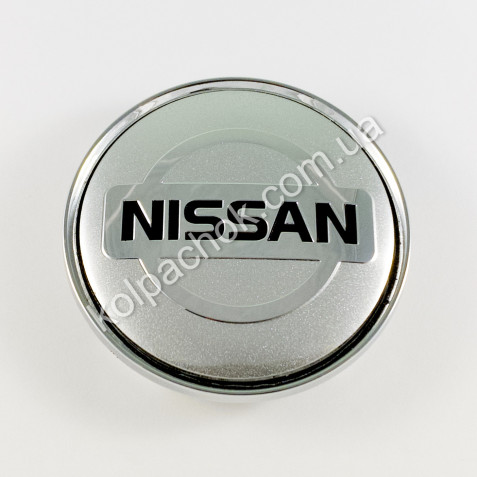 Колпачок на диски реплика Nissan серебро/хром лого C-570 (55-59мм)