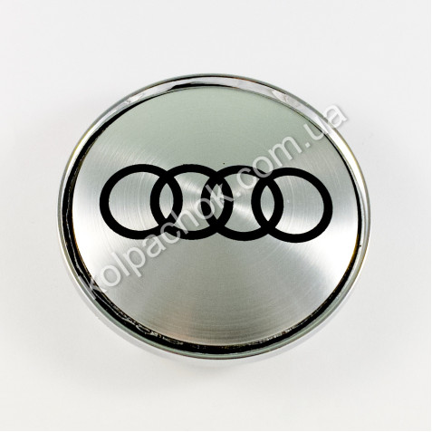 Колпачок на диски Audi серебро/черный лого (63мм)