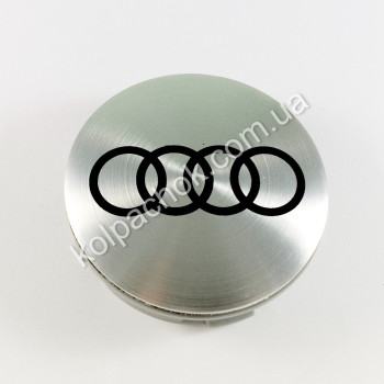 Колпачок на диски Audi серебро/черный лого (56мм) Колпачок на диски Audi серебро/черный лого (56мм)