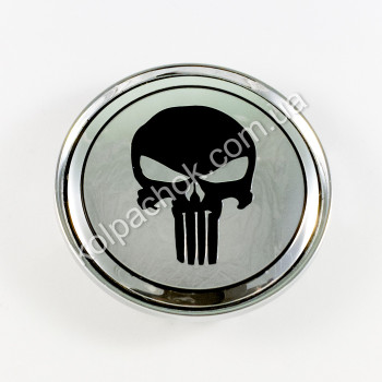 Ковпачок на диски The Punisher хром/чорний лого (60мм) Ковпачок на диски The Punisher хром/чорний лого (60мм)