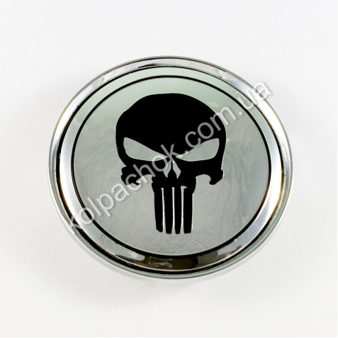 Ковпачок на диски The Punisher хром/чорний лого (60мм)