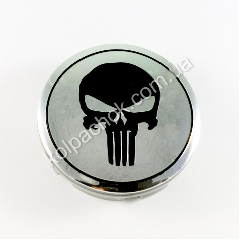 Ковпачок на диски The Punisher хром/чорний лого (56мм)