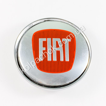 Ковпачок на диски Fiat хром/червоний лого (63мм)