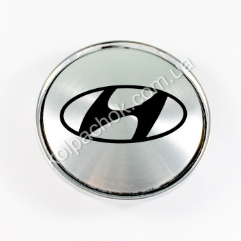 Колпачок на диски Hyundai серебро/черный лого (63мм)
