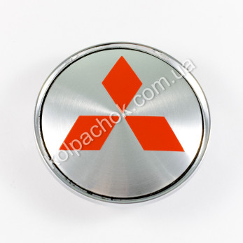 Колпачок на диски Mitsubishi серый/красный лого (63мм)
