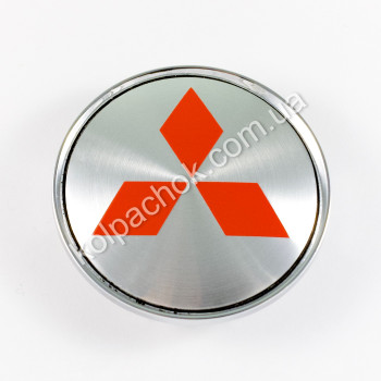 Колпачок на диски Mitsubishi серый/красный лого (63мм) Колпачок на диски Mitsubishi серый/красный лого (63мм)