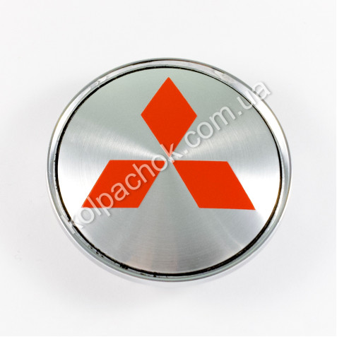 Колпачок на диски Mitsubishi серый/красный лого (63мм)