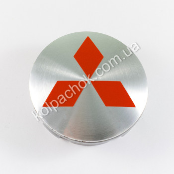 Колпачок на диски Mitsubishi серый/красный лого (59мм) Колпачок на диски Mitsubishi серый/красный лого (59мм)