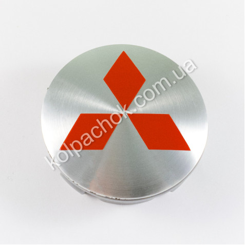Колпачок на диски Mitsubishi серый/красный лого (56мм)