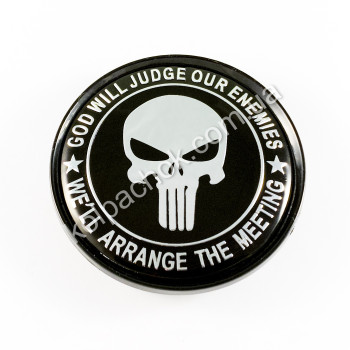 Ковпачок на диски The Punisher чорний/хром лого (60мм) Ковпачок на диски The Punisher чорний/хром лого (60мм)