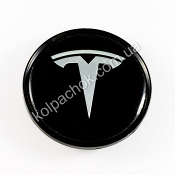 Ковпачок на диски Tesla чорний/хром лого (65-68мм)