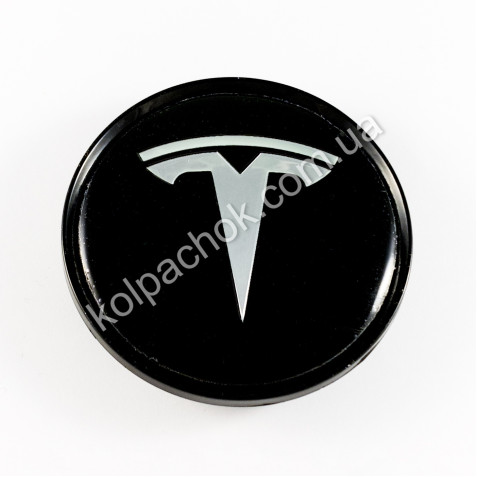 Ковпачок на диски Tesla чорний/хром лого (65-68мм)