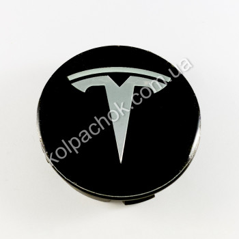 Ковпачок на диски Tesla чорний/хром лого (56мм)