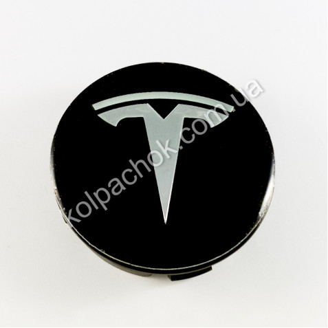 Ковпачок на диски Tesla чорний/хром лого (56мм)