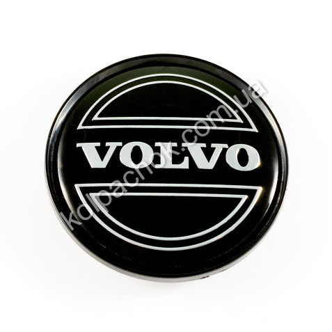 Колпачок на диски Volvo черный/хром лого (63мм)