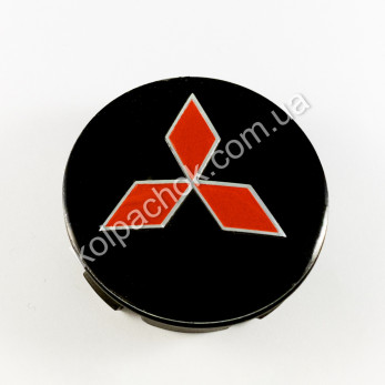 Колпачок на диски Mitsubishi черный/красный лого (56мм)