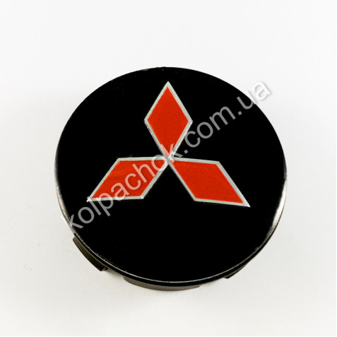 Колпачок на диски Mitsubishi черный/красный лого (56мм)