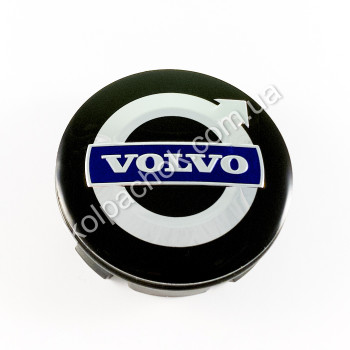 Колпачок на диски Volvo черный/синий лого (56мм) Колпачок на диски Volvo черный/синий лого (56мм)