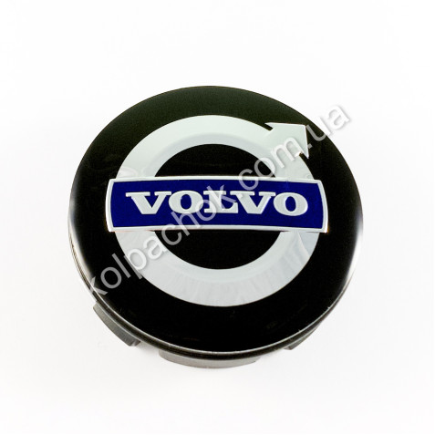 Колпачок на диски Volvo черный/синий лого (56мм)