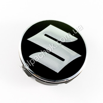 Ковпачок на диски Suzuki чорний/хром лого (56мм) Ковпачок на диски Suzuki чорний/хром лого (56мм)