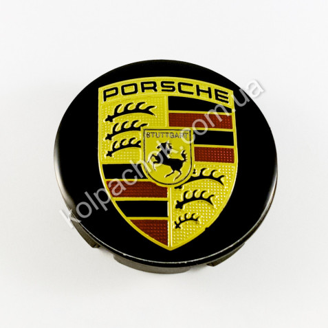 Колпачок на диски Porsche черный/цветной лого (56мм)