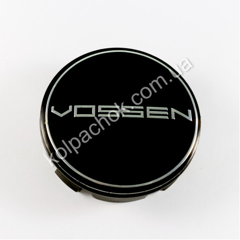 Колпачок на диски Vossen черный/хром лого (56мм)