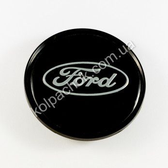 Колпачок на диски Ford черный/хром лого (63мм) Колпачок на диски Ford черный/хром лого (63мм)