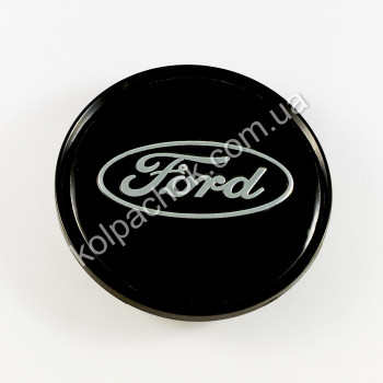 Колпачок на диски Ford черный/хром лого (63мм) Колпачок на диски Ford черный/хром лого (63мм)