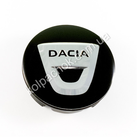 Ковпачок на диски Dacia чорний/хром лого (56мм)