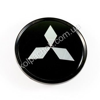 Колпачок на диски Mitsubishi черный/хром лого (63мм)