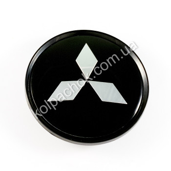 Колпачок на диски Mitsubishi черный/хром лого (63мм)