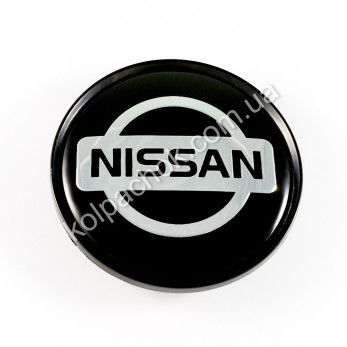 Ковпачок на диски Nissan чорний/хром лого (63мм)