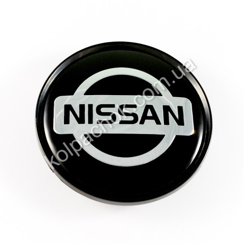 Колпачок на диски Nissan черный/хром лого (63мм)