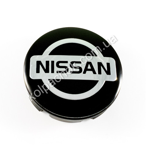 Колпачок на диски Nissan черный/хром лого (56мм)