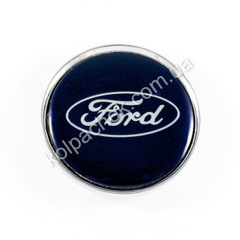 Колпачок на диски Ford синий/хром лого (63мм)