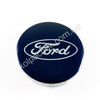 Колпачок на диски Ford синий/хром лого (56мм)