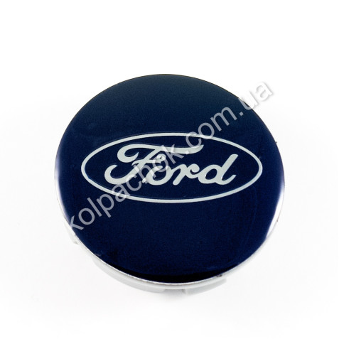 Колпачок на диски Ford синий/хром лого (56мм)