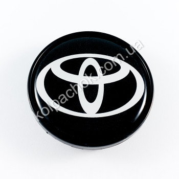 Колпачок на диски Toyota черный/белый лого (48-53мм)