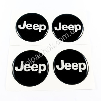 Наклейки для ковпачків на диски Jeep чорні/білий лого (45мм) Наклейки для ковпачків на диски Jeep чорні/білий лого (45мм)