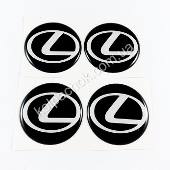 Наклейки для колпачков на диски Lexus черные/белый лого (45мм) Наклейки для колпачков на диски Lexus черные/белый лого (45мм)