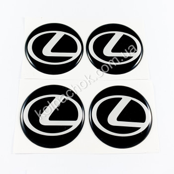 Наклейки для колпачков на диски Lexus черные/белый лого (45мм) Наклейки для колпачков на диски Lexus черные/белый лого (45мм)