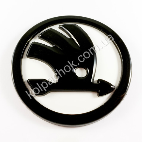 Эмблема Skoda белая 32D853621A (90мм)