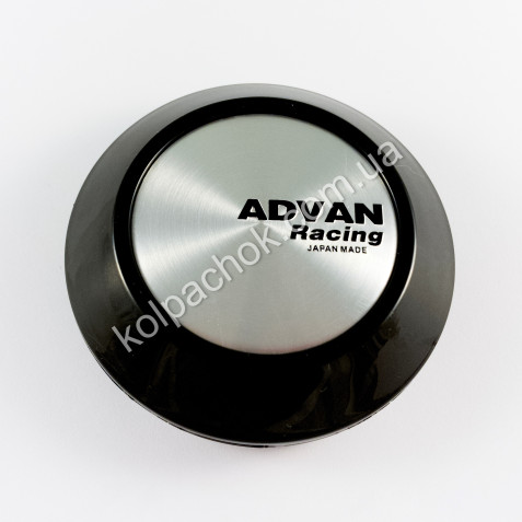 Колпачок на диски Advan Racing конус/черный/серебристый лого (72-77мм)