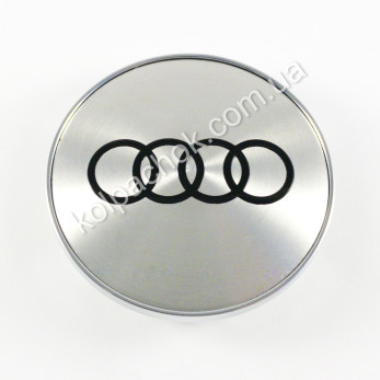 Колпачок на диски Audi серебро/черный лого (65-68мм) Колпачок на диски Audi серебро/черный лого (65-68мм)